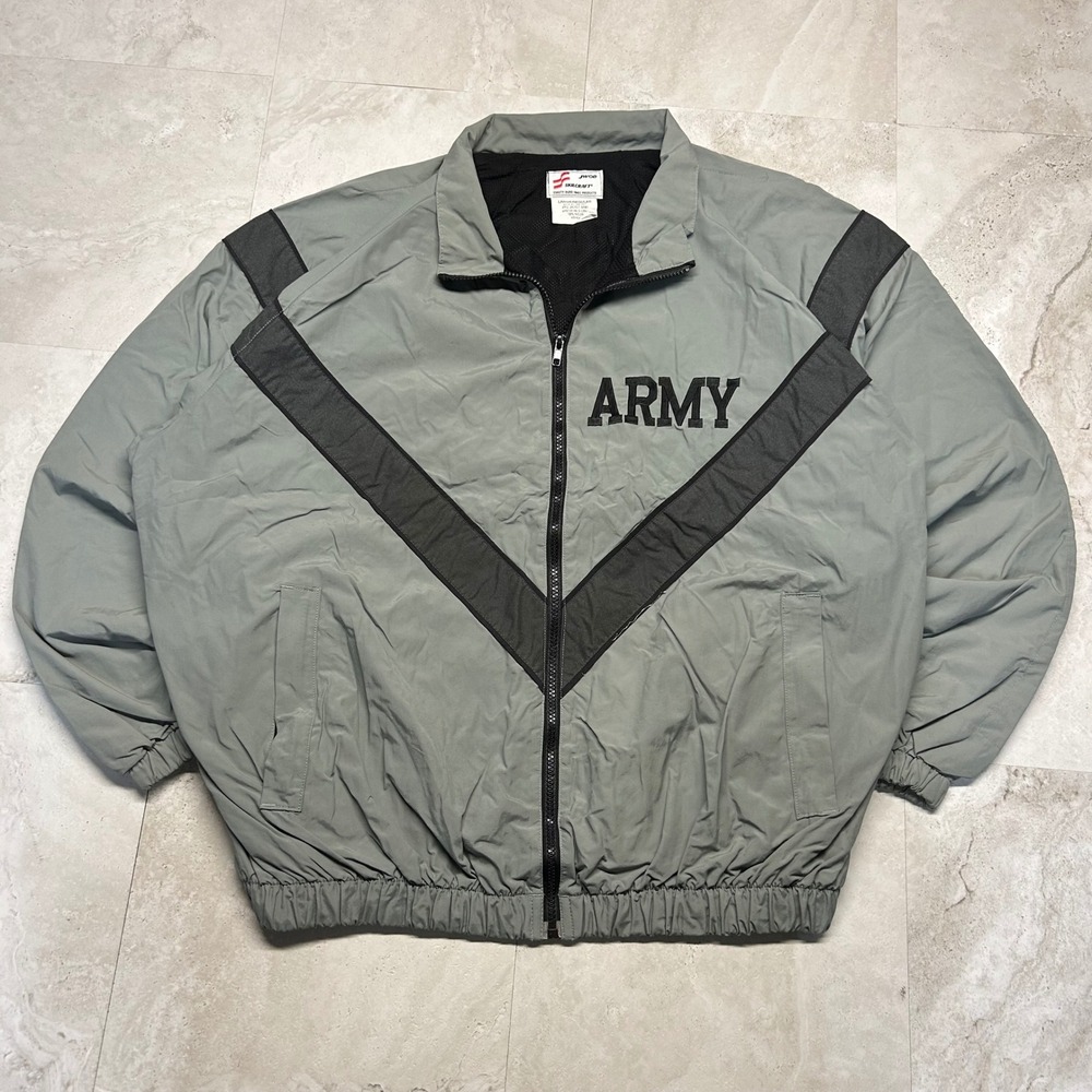 Skilcraft US Army IPFU Training Jacket Grey Men Large Regular Nylon Windbreaker